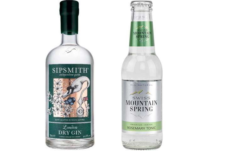 Sipsmith London Dry Gin + Swiss Mountain Spring Tonic Water Rosemary