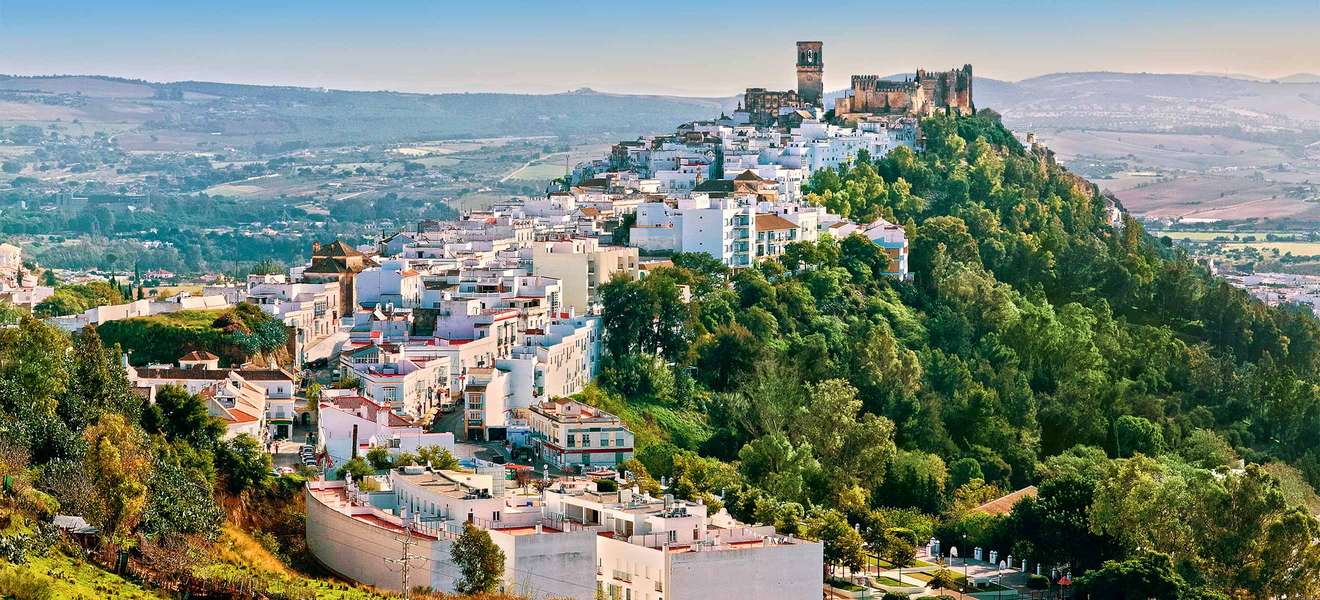 Arcos de la Frontera, one of the white villages, sits majestically on a hilltop.