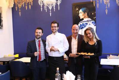 Balvenie Brand Ambassador Damien Anglada, Arthtur\'s Küchenchef Fabio Stridi, Eigentümer Dominique Mottas mit charmanter Bedienung.