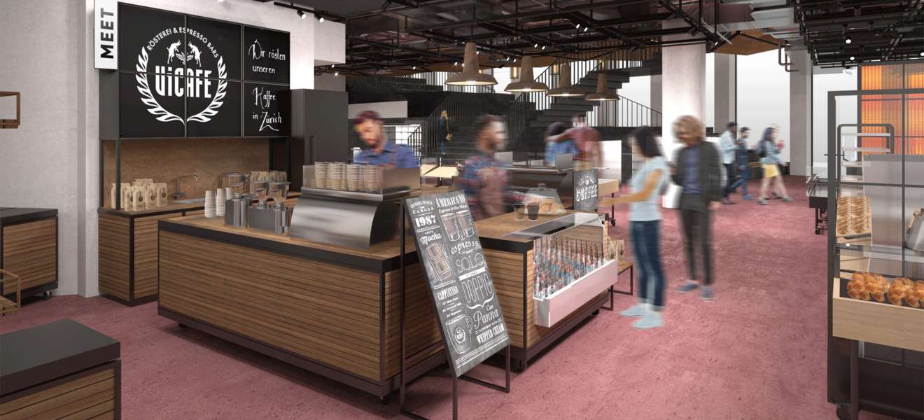 So wird das neue «ViCafé» im «Bridge»-Food Court aussehen.